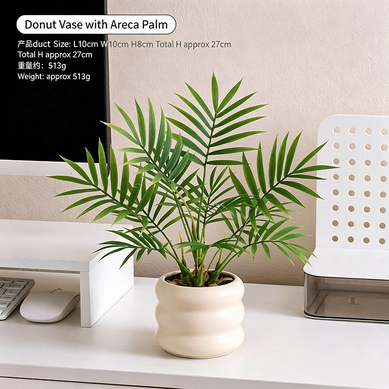 Desktop bonsai decoration with biomimetic artificial flowers and green plants