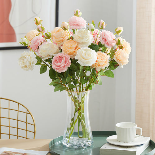 Peony Decorative Flower Artificial Dry Rose Flower Bouquet Dining Table Flower Arrangement Living Room Decorative Flower Ornament