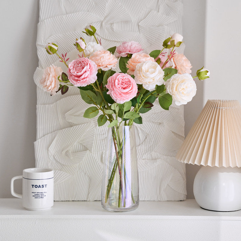 Peony Decorative Flower Artificial Dry Rose Flower Bouquet Dining Table Flower Arrangement Living Room Decorative Flower Ornament