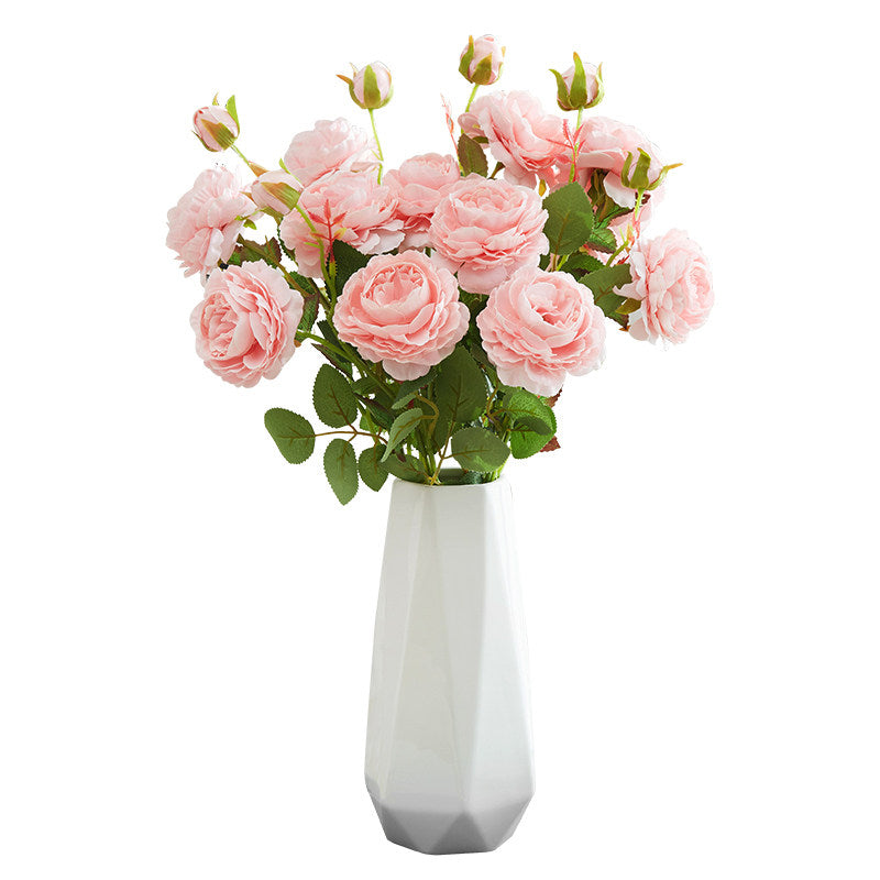 Peony Decorative Flower Artificial Dry Rose Flower Bouquet Dining Table Flower Arrangement Living Room Decorative Flower Ornament