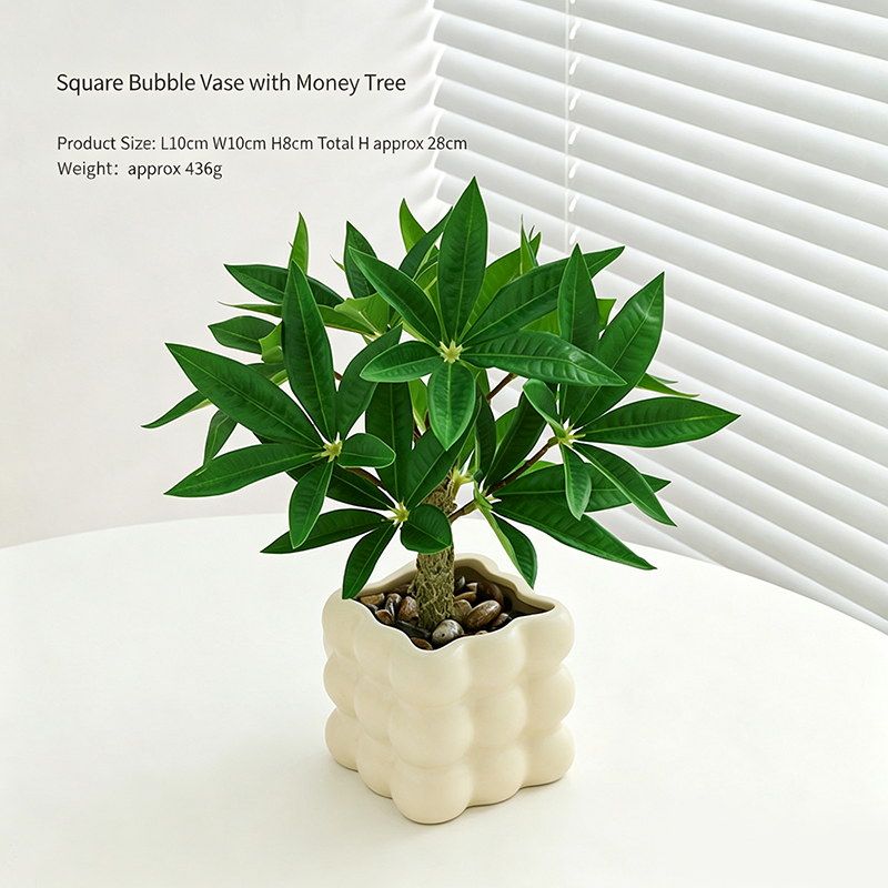 Desktop bonsai decoration with biomimetic artificial flowers and green plants