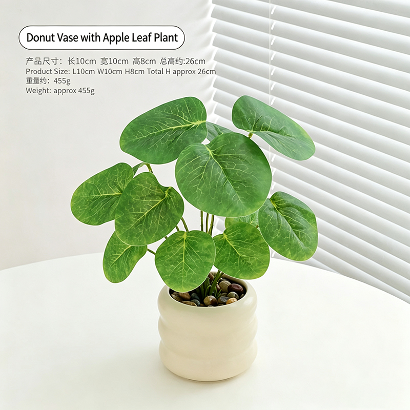 Desktop bonsai decoration with biomimetic artificial flowers and green plants