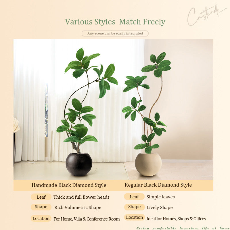 Plant Black Gold Piece Living Room High-End Decorative Sculpture Artificial Tree New Product for Sofa TV Cabinet