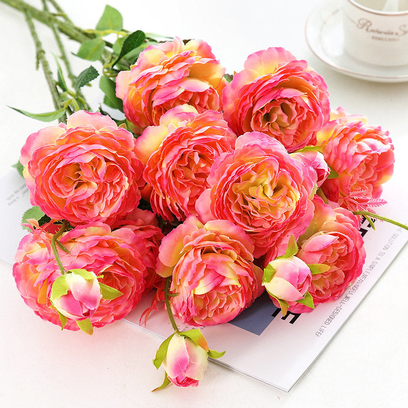 Peony decoration, flower table arrangement, living room decoration